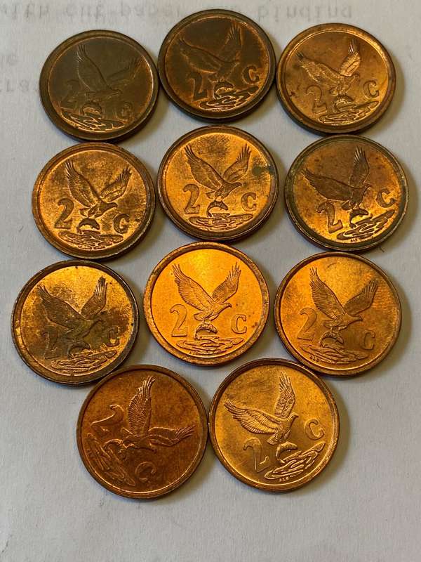 Lot of x11 republic 2c coins (1991-2001) BID PER COLLECTION
