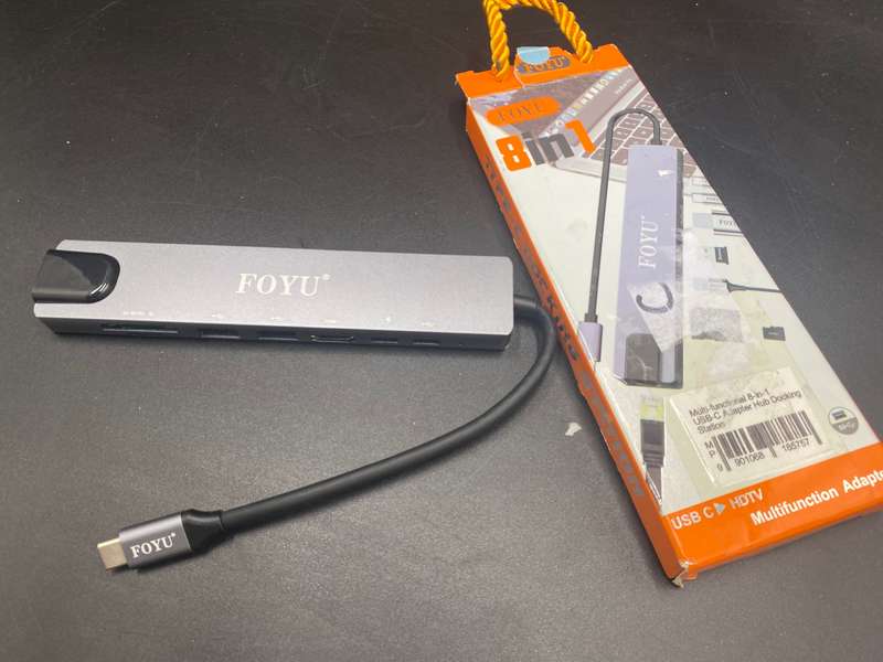 FOYU 8 in 1 USB C Hub Type C Adapter with HDTV/PD/2USB/TC/SD/TF/RJ45 (B3442)