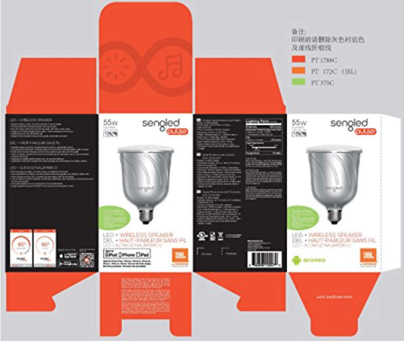 Sengled+ C01-BR30SP Pulse Dimmable LED Light Bulb with a Built-In Wireless Bluetooth JBL Speaker