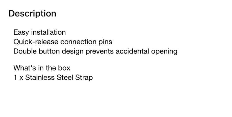 Stainless Steel Strap for Garmin Vivoactive 3 - Black (20mm)