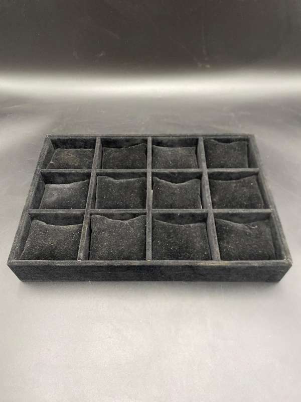 Velvet 12 Grids Jewelry Watch Display Storage Tray - Black (Preowned)