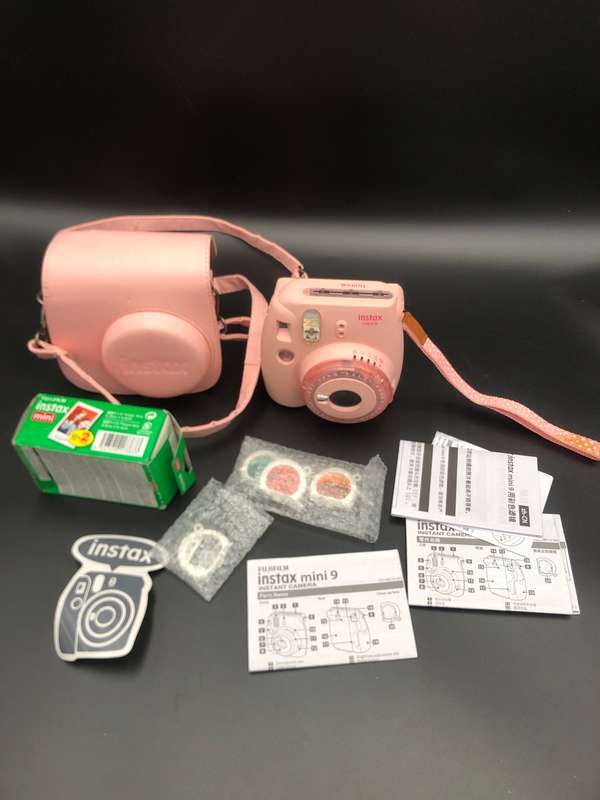 Fujifilm Instax Mini 9 Camera & Film Value Bundle (Pink with Clear Accents)