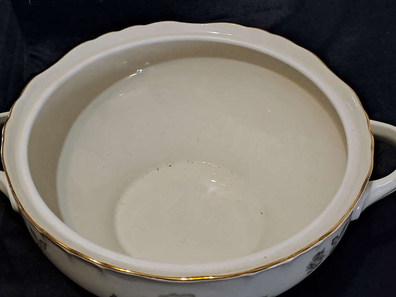 RARE vintage Richard Ginori lidded bowl with vintage grey rose pattern