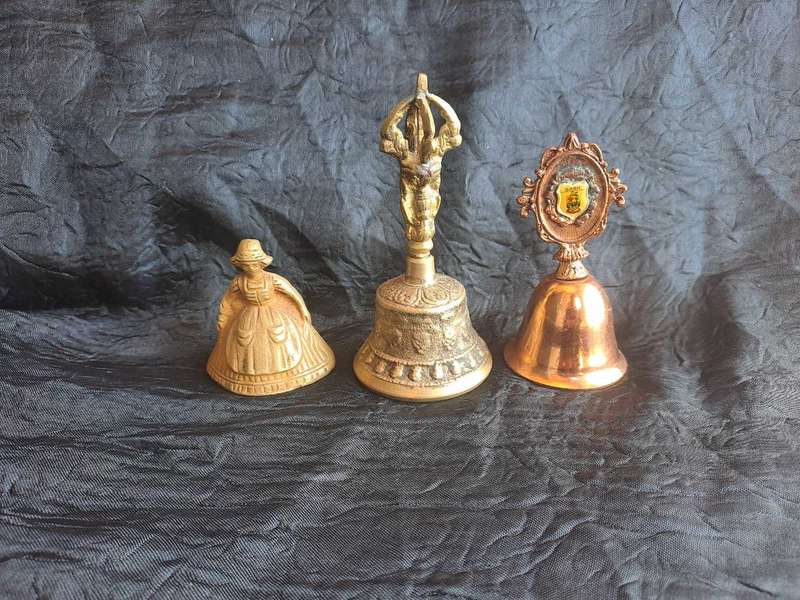 3 vintage metal bells