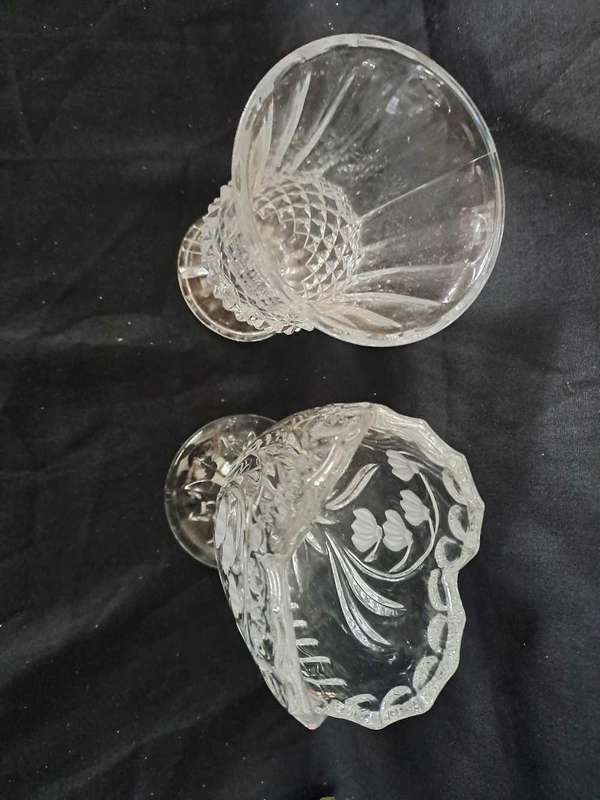 2 cut crystal bud vases, 13cm tall