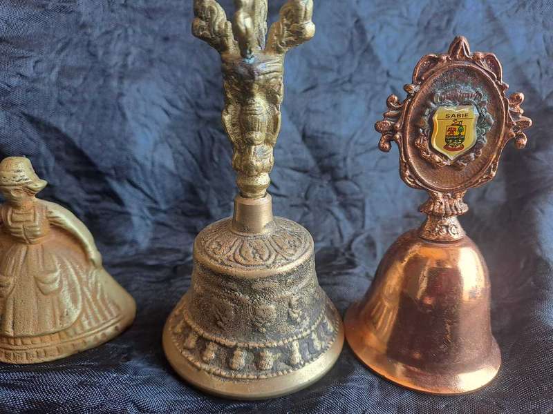 3 vintage metal bells
