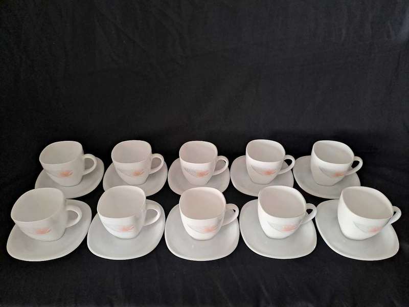 10x Arcopal France Charmille vintage Milk glass duos