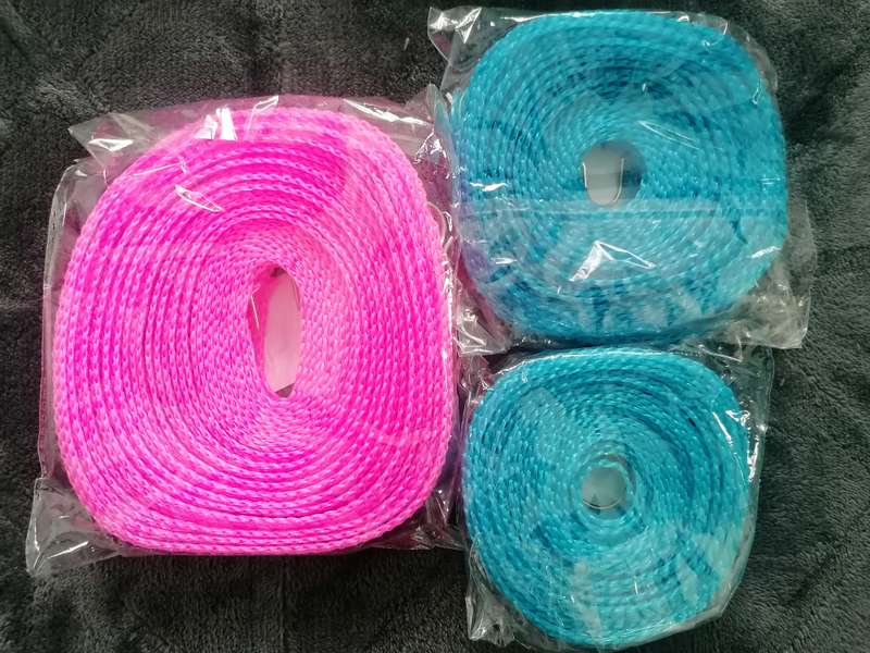 3Pc Clothesline, Hanging Rope, Thick Portable Clotheslines 10m/8m/5m - 1 x Pink, 2 x Blue