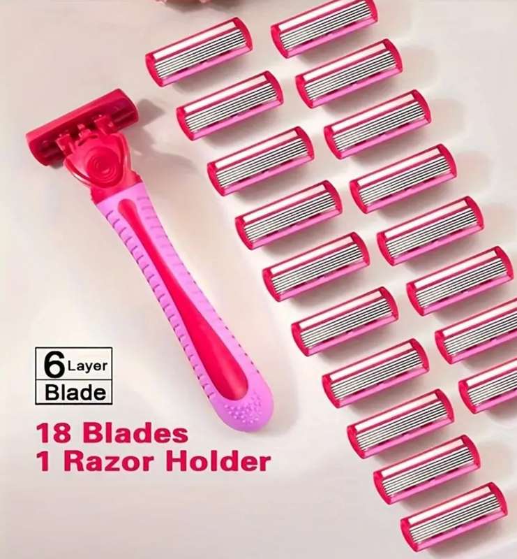 Manual 6-layers Blade Body Hair Razor For Women Plus 18 Blades