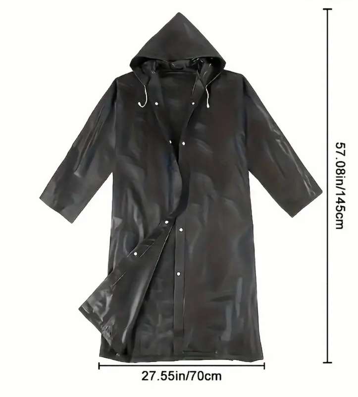 Extra Long and Thick Adult Raincoat with Drawstring Hood