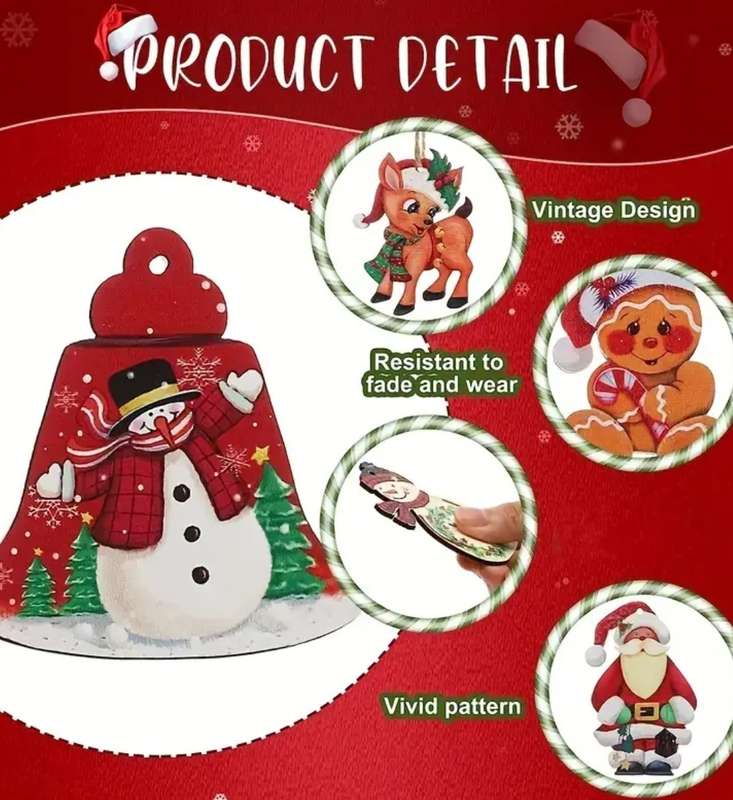 24pcs Set of Festive Wooden Christmas Ornaments