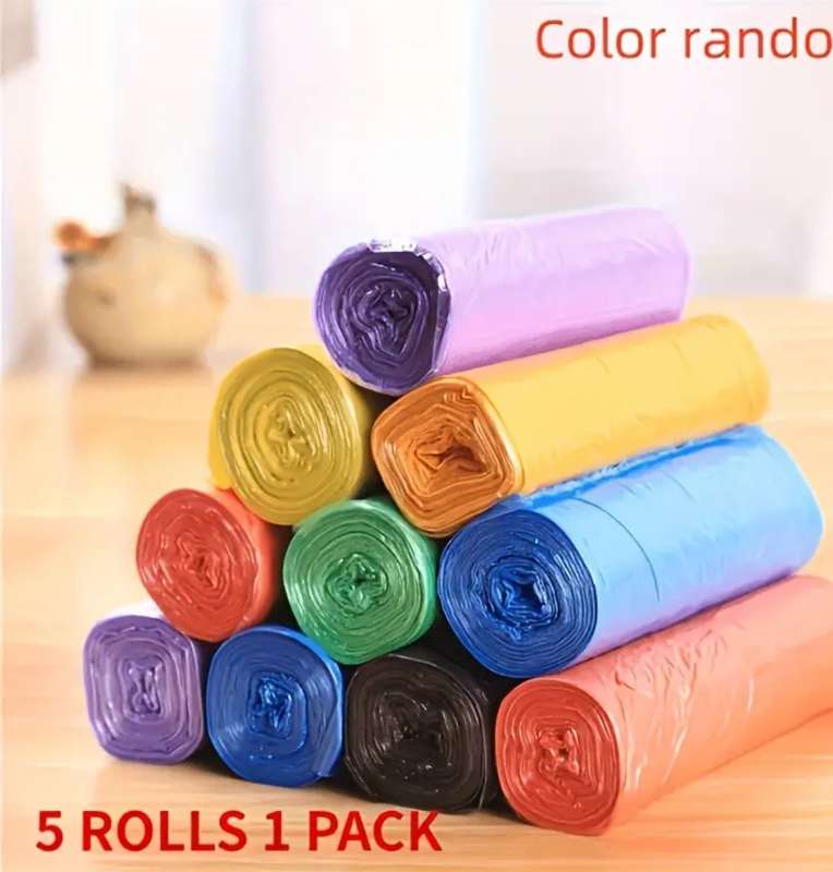5 Rolls of 100 each Disposable Bin Bags - Purple  44cm x 47cm