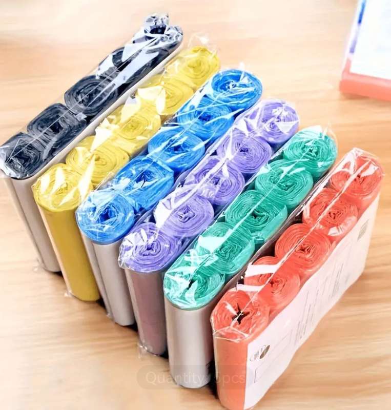 5 Rolls of 100 each Disposable Bin Bags - Purple  44cm x 47cm