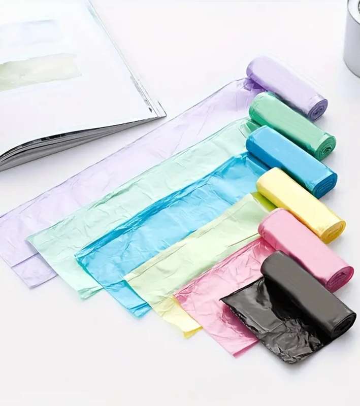 5 Rolls of 100 each Disposable Bin Bags - Purple  44cm x 47cm