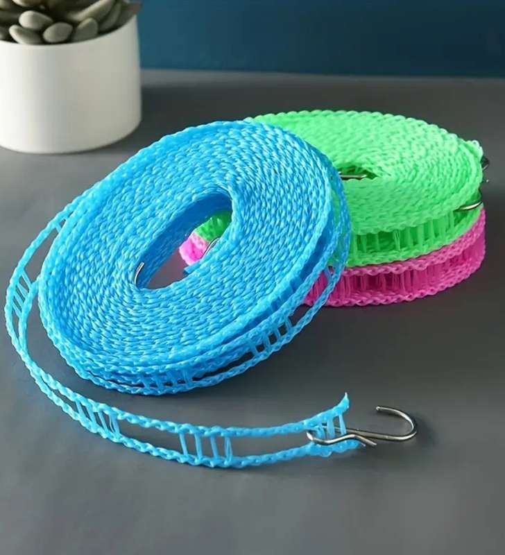 3Pc Clothesline, Hanging Rope, Thick Portable Clotheslines 10m/8m/5m - 1 x Pink, 2 x Blue