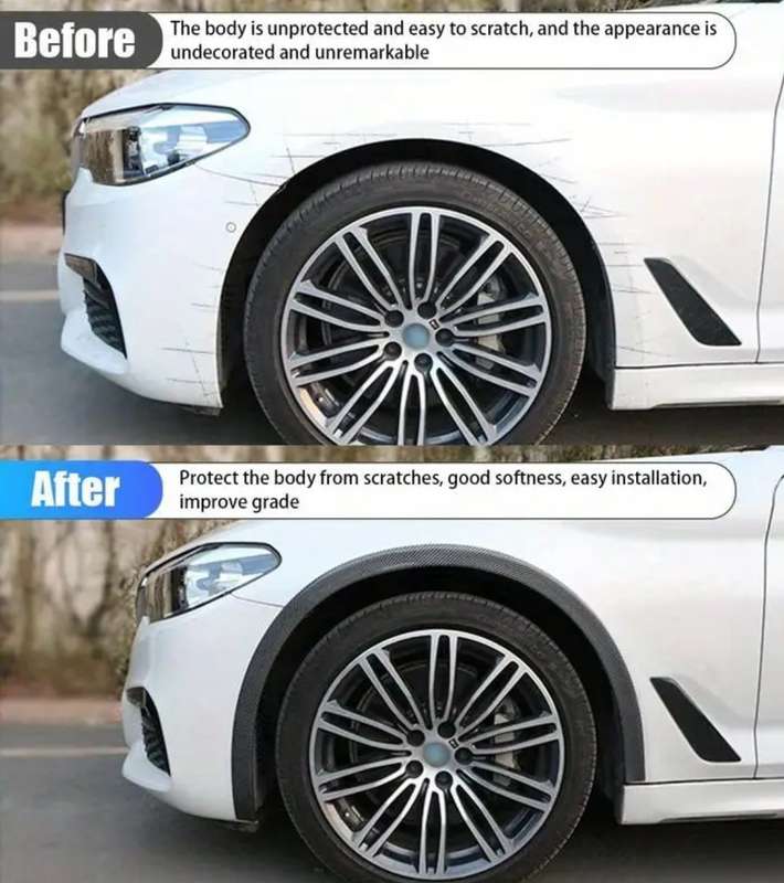 4PCS 1.5M Universal Rubber Car Mudguard Trim Strip Wheel Arch Protection Moldings