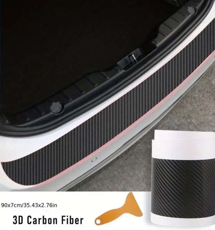 PVC 3D Carbon Fiber Rear Trunk Protector Sticker