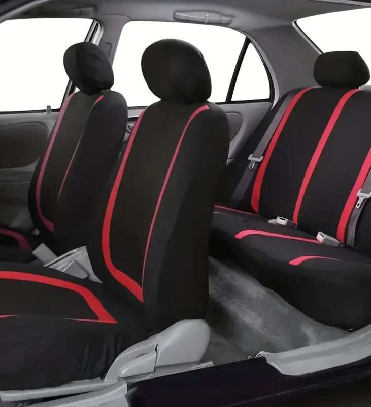 Universal Car Seat Covers - Polyester - 5 Heads Red & Black