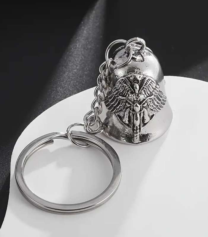 LET THIS BELL RING FOREVER! Angel Bell Motorcycle Keychain, Zinc Alloy Fashionable Keyring