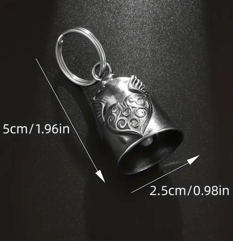 LET THIS BELL RING FOREVER! Wind Angel Wings Love Bell Pendant Motorcycle Riding Amulet Keyring