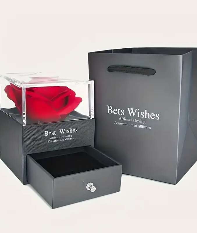 Elegant Preserved Red Rose and Heart-Shaped Pendant Necklace Gift Set for Her