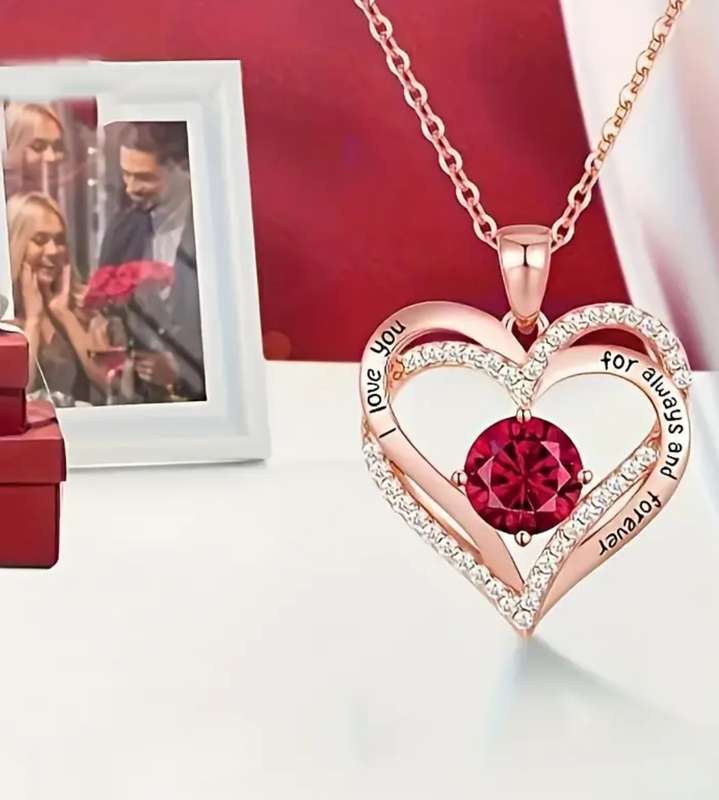Elegant Preserved Red Rose and Heart-Shaped Pendant Necklace Gift Set for Her