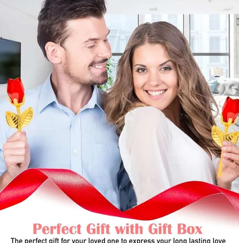 Crystal Metal Red Rose Crafts Graduation Valentine Gift Box Set
