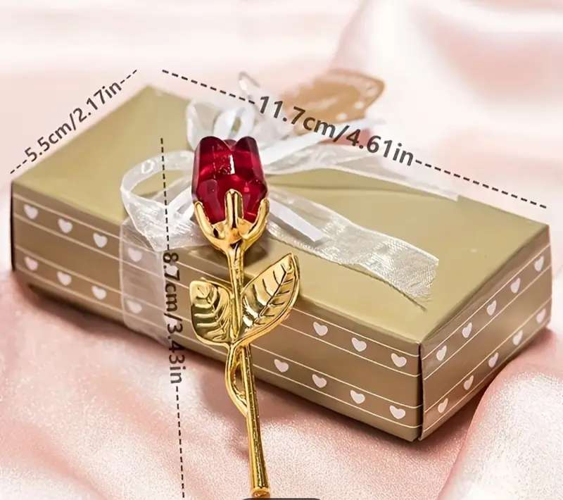 Crystal Metal Red Rose Crafts Graduation Valentine Gift Box Set