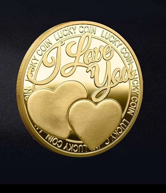 Lucky Coin - "I Love You" Commemorative Coin - Gold Color plus coin protection case