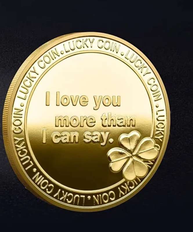 Lucky Coin - "I Love You" Commemorative Coin - Gold Color plus coin protection case