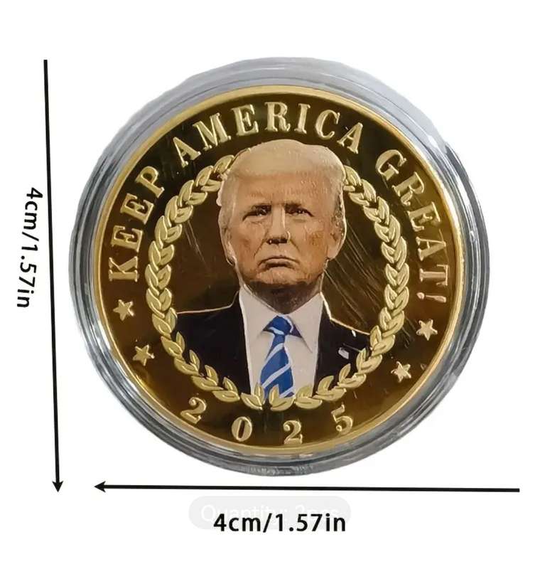 2pcs Trump Commemorative Coins - Colorful Collectible Coins in Protective Capsule