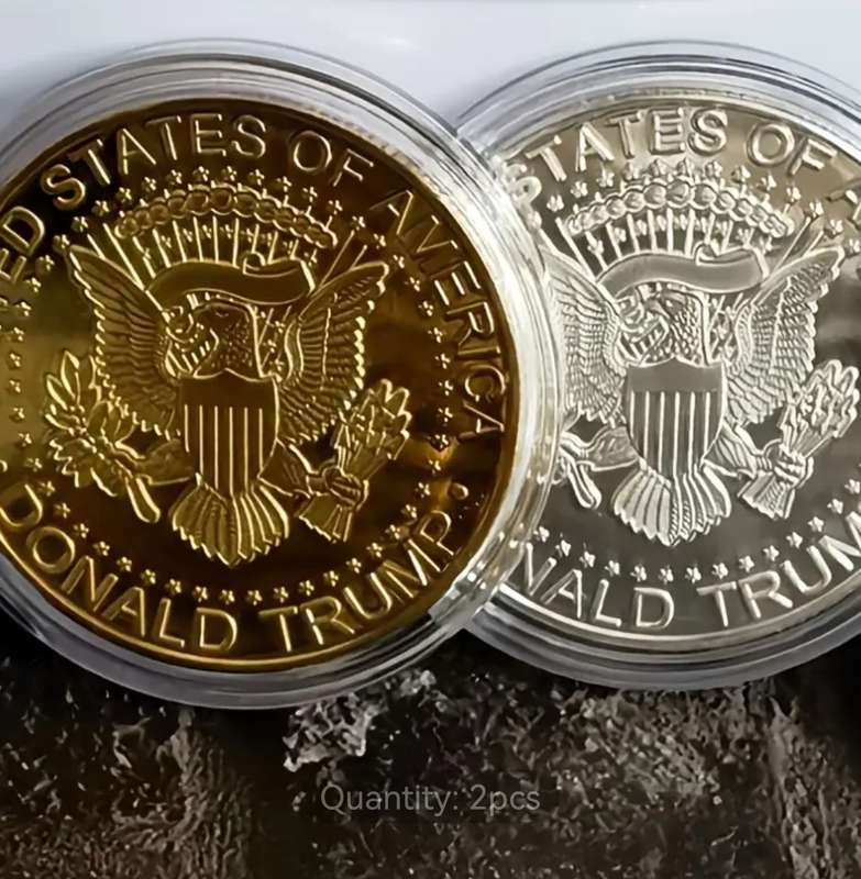 2pcs Trump Commemorative Coins - Colorful Collectible Coins in Protective Capsule