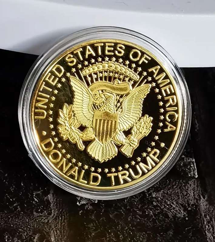 2pcs Trump Commemorative Coins - Colorful Collectible Coins in Protective Capsule