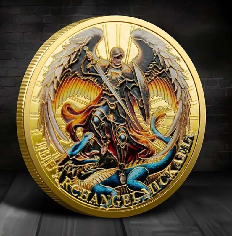 Archangel Michael Commemorative Challenge Coin in Protective Capsule