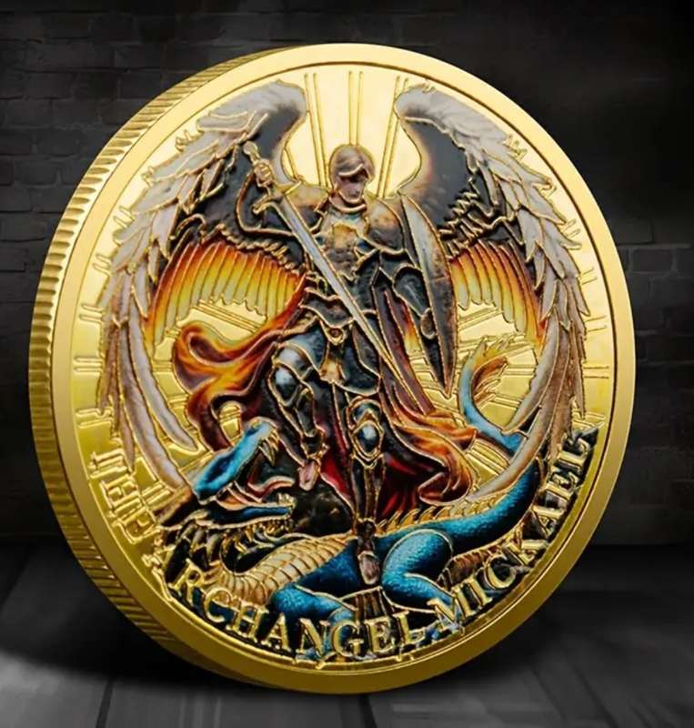 Archangel Michael Commemorative Challenge Coin in Protective Capsule