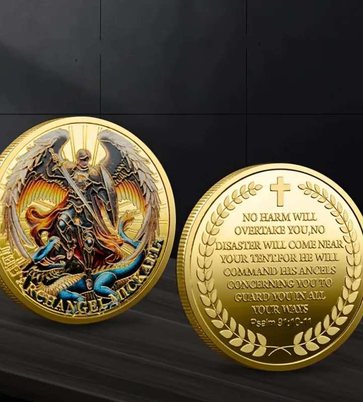 Archangel Michael Commemorative Challenge Coin in Protective Capsule