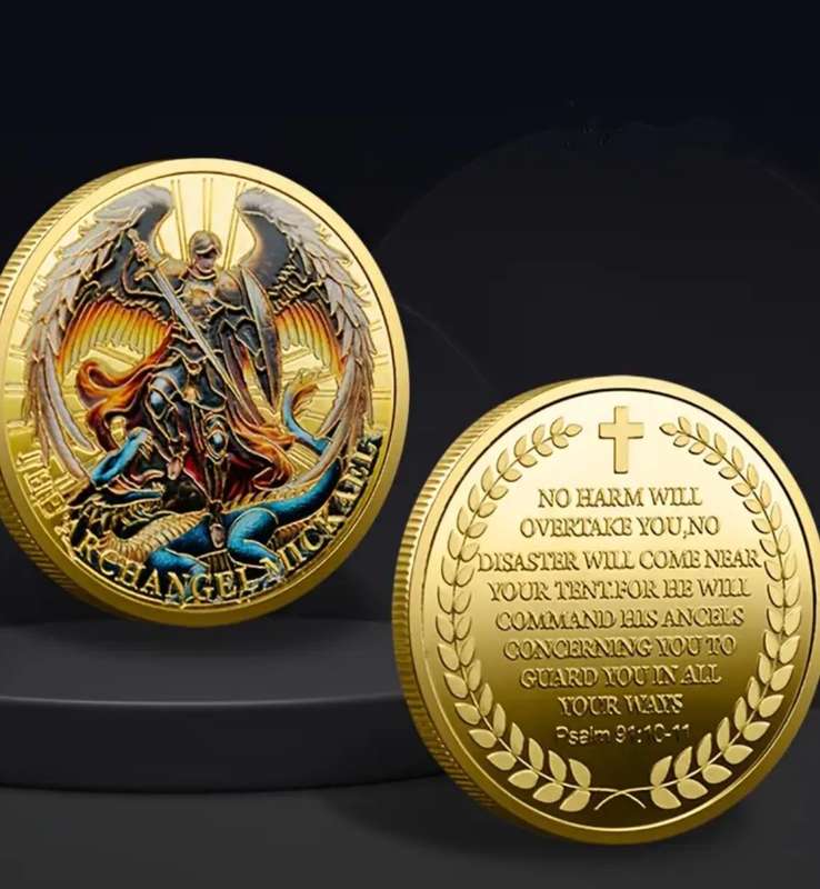Archangel Michael Commemorative Challenge Coin in Protective Capsule