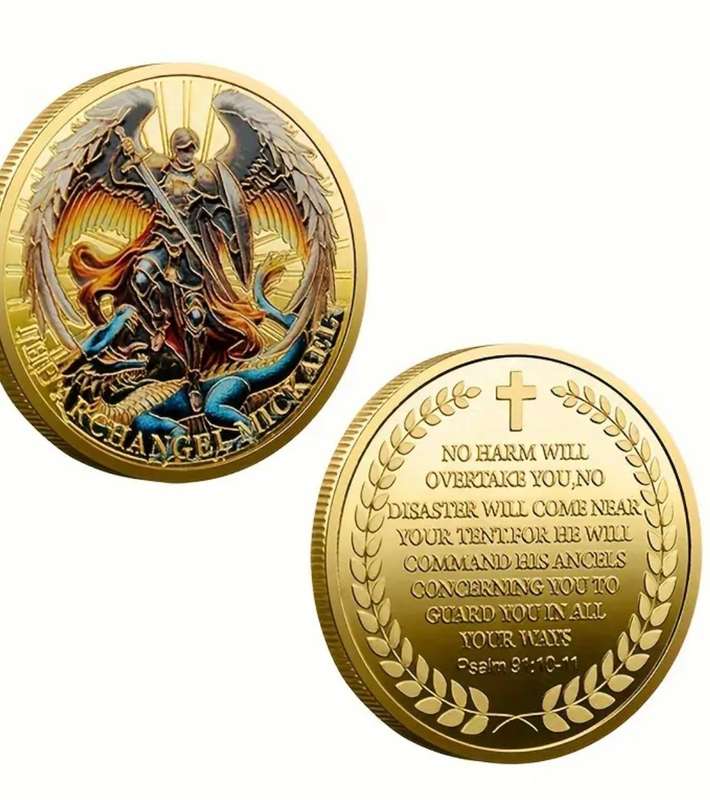 Archangel Michael Commemorative Challenge Coin in Protective Capsule