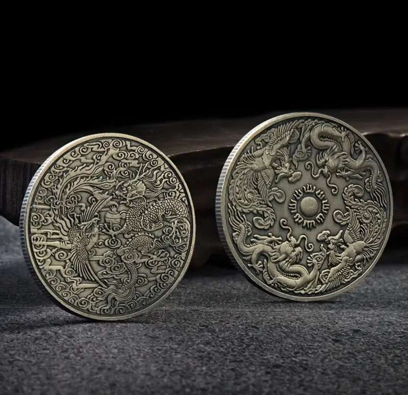 [Timeless Charm] Ancient Bronze Dragon and Phoenix Commemorative Coin