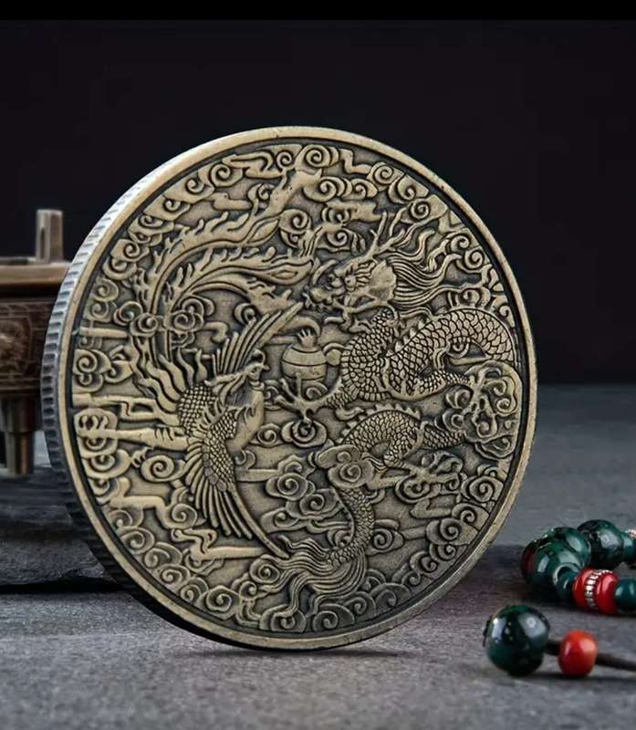[Timeless Charm] Ancient Bronze Dragon and Phoenix Commemorative Coin
