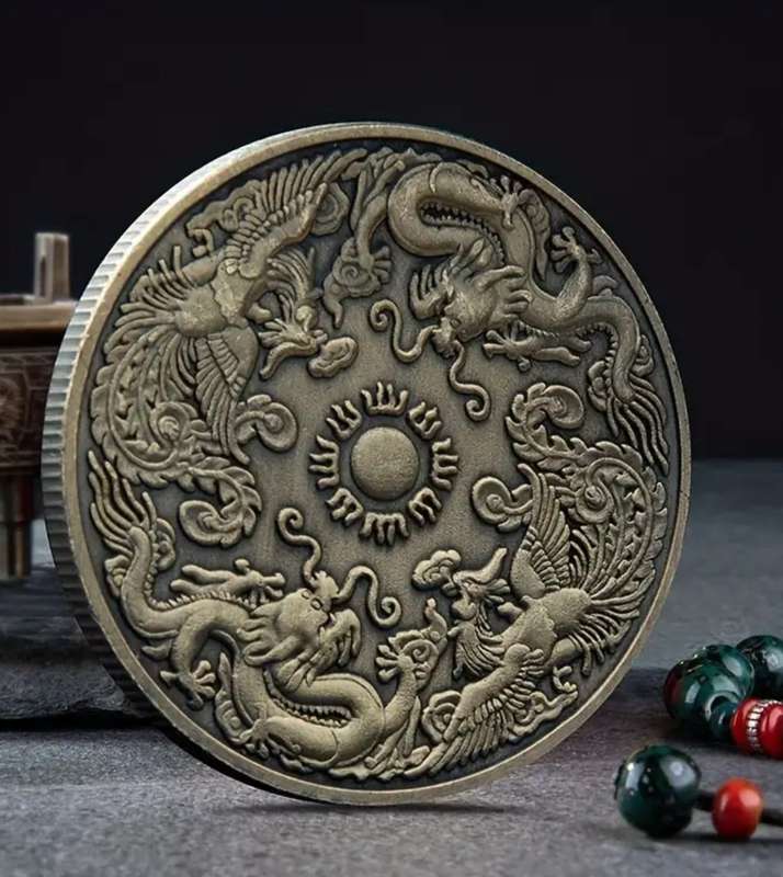 [Timeless Charm] Ancient Bronze Dragon and Phoenix Commemorative Coin