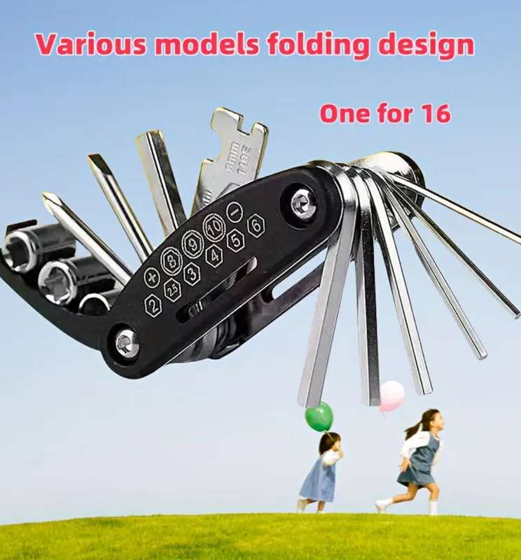 16-in-1 Stainless Steel Portable Folding Multitool with Hex Keys, Universal Screwdriver Set