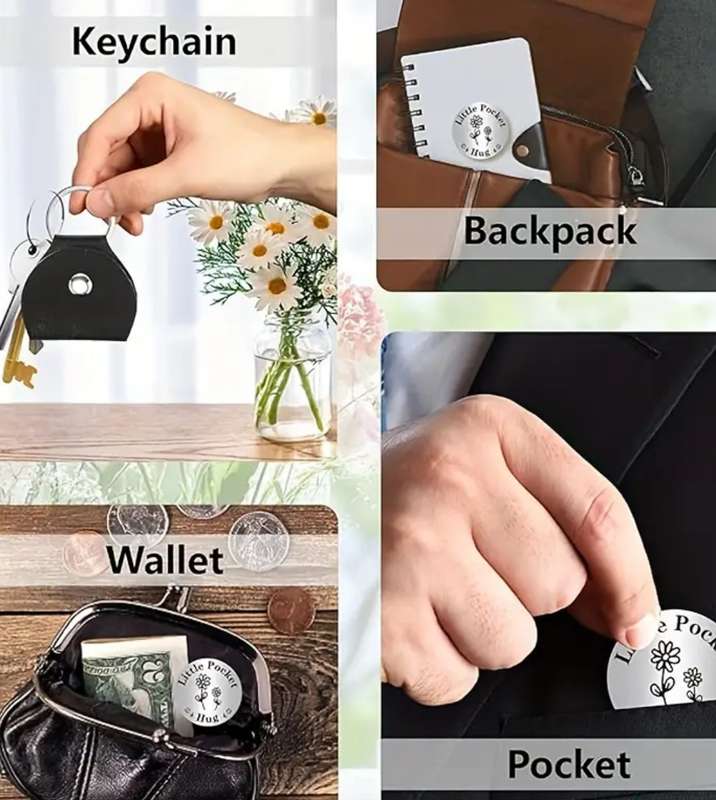 1pc Little Pocket Hug Coin with Keychain