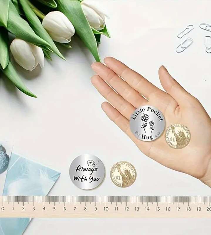 1pc Little Pocket Hug Coin with Keychain