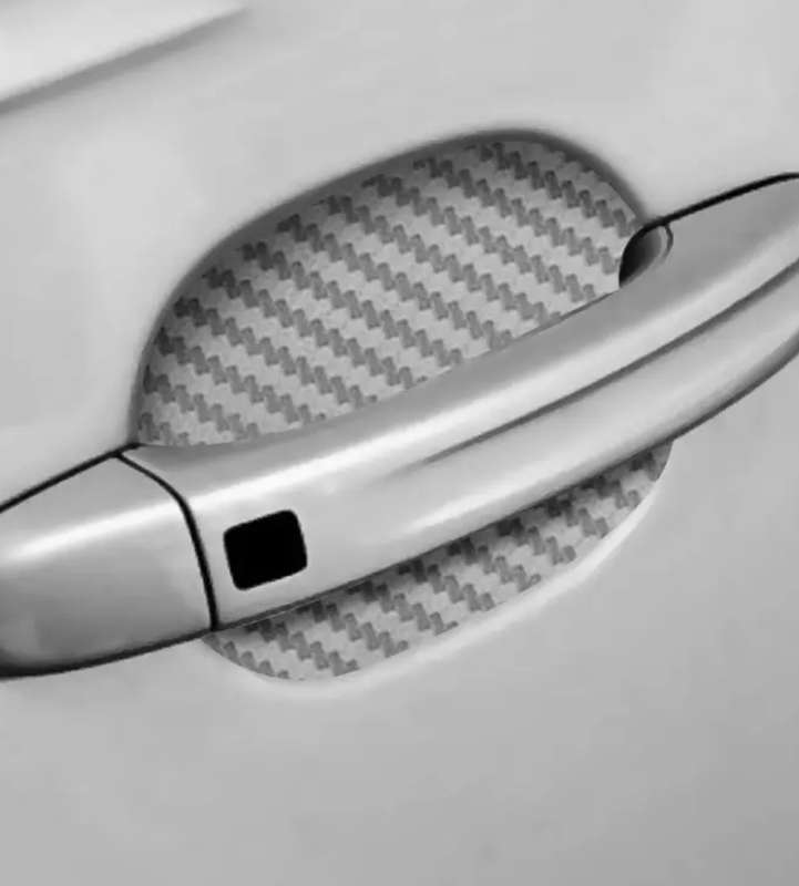 4pcs Carbon Fiber Car Door Protector Stickers - Scratch & Damage Resistant. Silvery