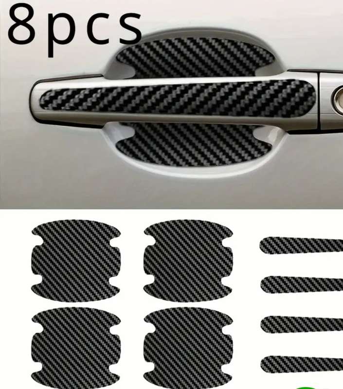 Carbon Fiber Car Door Handle Protectors - Scratch & Collision Resistant, Durable, Waterproof Adhesiv