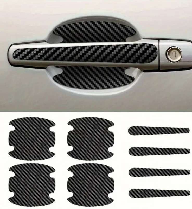 Carbon Fiber Car Door Handle Protectors - Scratch & Collision Resistant, Durable, Waterproof Adhesiv