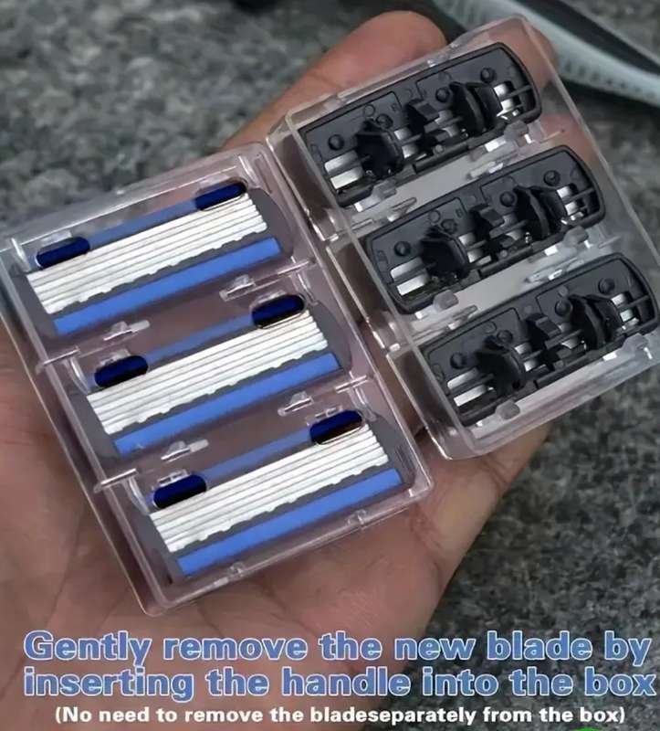Manual Razor For Men,  2 x Handle, 24 x 6 Layers Stainless Steel Hair Removal Razor Blades