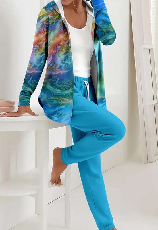 2pc European And American Stylish Women'S Hooded Spring And Autumn Pants Set. Size M
