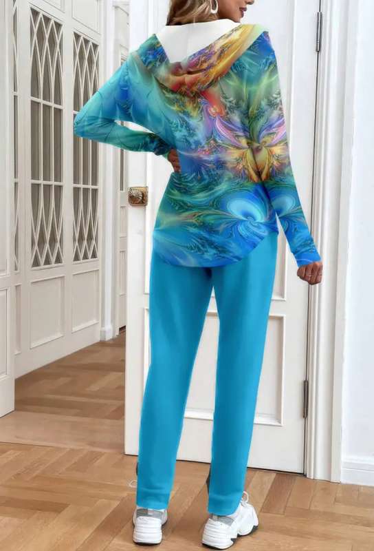 2pc European And American Stylish Women'S Hooded Spring And Autumn Pants Set. Size M